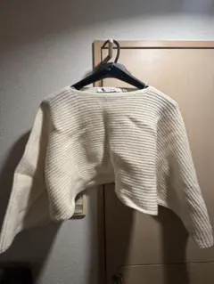 アイボリー ニット クロップド丈 長袖