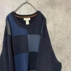 90s vintage 柄ニット　コットン　メンズXL 古着　個性派
