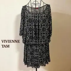 ヴィヴィアンタム パワーネット チュニック ワンピース ブラック 総柄のサムネイル