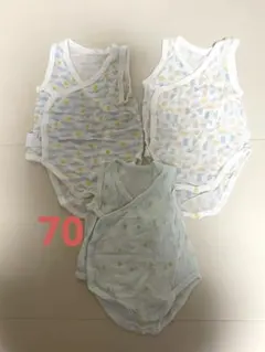 UNIQLOユニクロ コットンメッシュボディスーツ 前開きノースリーブ 70