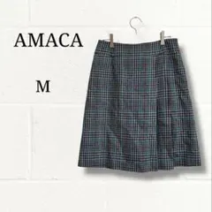 AMACA（アマカ）チェック柄 ウール膝丈スカート 38サイズ Mのサムネイル