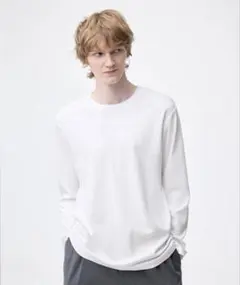 GU ソフトコットンクルーネックT（長袖）LIGHT GRAY ライトグレー