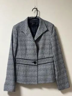 白　黒ツイード　ジャケット　11号　一つボタン　フォーマル　入卒業式　結婚式