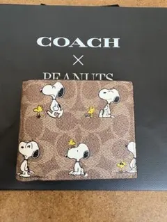 ✨️新品未使用✨️COACH スヌーピー 二つ折り財布 新品 未使用 コーチ スヌーピー コラボ 二つ折り 財布 カーキ
