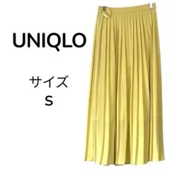UNIQLO ユニクロ シフォン プリーツ ロング スカート S 黄色 イエロー