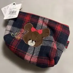 くまのがっこう ポーチ　チェック柄 クマ