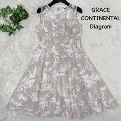 美品⭐︎ダイアグラム ノースリーブ ひざ丈 ワンピース 総刺繍 フレア 38 M