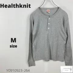 訳有 Healthknit ヘルスニット ロンT カットソー ヘンリーネック M