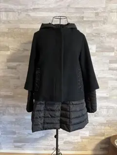 Chesty フード付き異素材切替ダウンジャケット ブラック