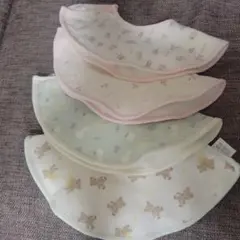 クマ柄花柄さくらんぼ柄スタイ4枚セット