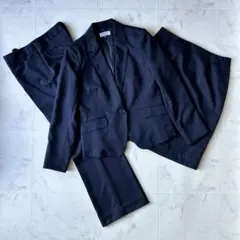 大きめサイズ✨ネイビー ストライプ スーツセット パンツ スカート 13号