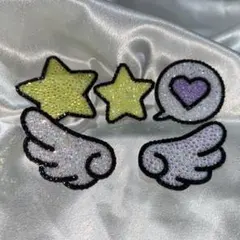 うちわデコ パーツ ラインストーン 羽 星 吹き出し 5個セット