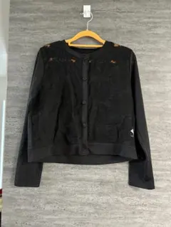 花柄　カーディガン　ブラック　透け感　シアー