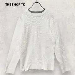 THE SHOP TK ニット セーター S 白 クルーネック 長袖 編み柄