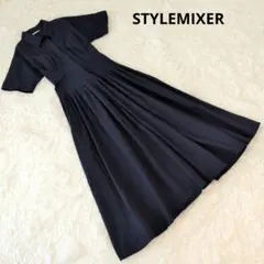 STYLEMIXER ウエストタック ワンピース ロング丈 Aライン濃紺 Mのサムネイル