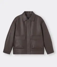 GU フェイクレザージャケット ブラウン