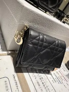 Dior カナージュ 三つ折り財布 ブラックのサムネイル