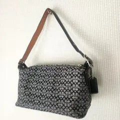 COACH　コーチ　アクセサリーポーチ　キャンバス　ブラック　シグネチャー