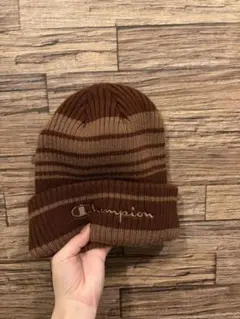 Champion ブラウンストライプニット帽