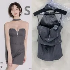 グレーGL4122ローブドフルールグロッシーブリエキャバドレス