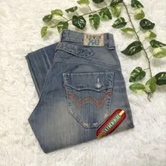 EDWIN　411XVS　ストレート デニム　W32インチ　ブルー