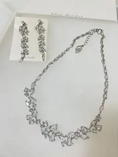 【美品】ブライダルアクセサリーセット　ネックレス　ピアス　ジルコニア　花嫁