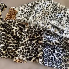 ヒョウ柄のボア・ファー生地、手芸や裁縫に最適。