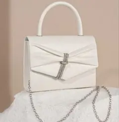 ホワイト リボンデザイン パーティーバッグ