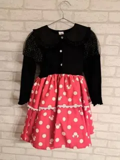 ミニー　ドット柄　フリル　ワンピース 100cm　リトシー