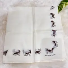 신품 미사용 品 BURBERRY バーバリー ハンカチ 犬 ホワイト ノバチェック