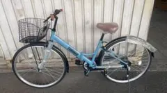 シティサイクル 折りたたみ自転車26ママチャリ シマノ6段変速カゴ鍵