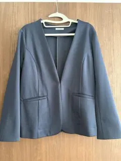 ハニーズGLACIER ネイビーストレッチノーカラージャケット　Lサイズ