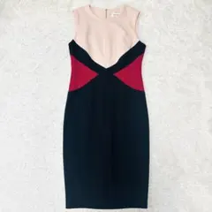 Calvin Klein カラーブロックシースドレス ワンピース ノースリーブM