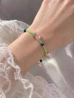 ✳︎ハンドメイド✳︎ライトグリーンビーズのブレスレット