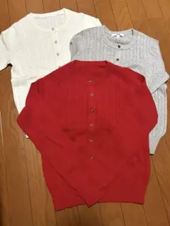 ユニクロ　カシミヤ混　コットン　長袖　カーディガン 3色セット　ケーブル編み