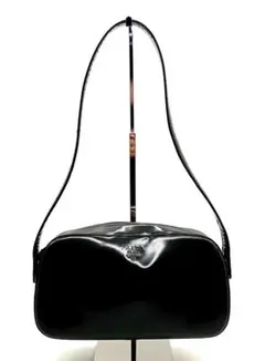 PRADA プラダ エナメル ショルダーバッグ ブラック