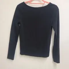 黒 長袖 ボートネックTシャツ Lサイズ