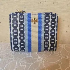 Tory Burch 二つ折り財布 青ベージュ