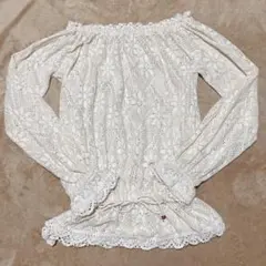 森ガール系 裾フリル かぎ編みトップス オフショル 姫ギャル 森姫