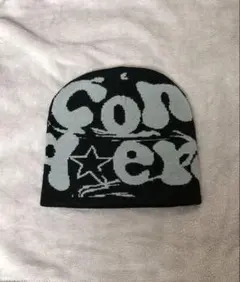 ロゴ入りビーニー帽子 黒・グレー