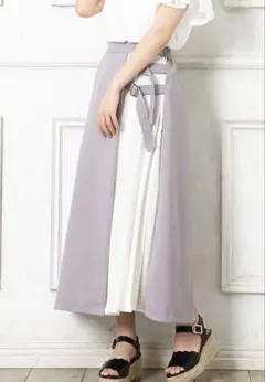 INGNI/イング/サイドベルトプリーツ切替／スカート/ブラック/ロングスカート