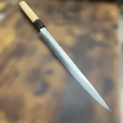 270mm ダマスカス墨流し柳刃包丁 オリーブウッド八角柄 鏡面仕上げ