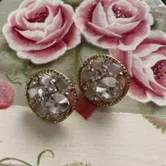 クリスタル装飾 ゴールド イヤリング