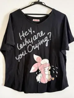 SWIMMER 半袖Tシャツ ブラック ウサギプリントのサムネイル