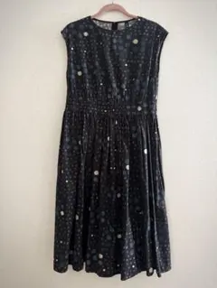 美品】nume パラスパレス ノースリーブ 花柄 ワンピース ロング丈 青