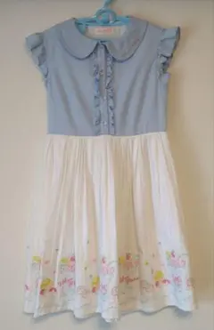 mezzo piano 水色 フリル襟 ワンピース 140cm