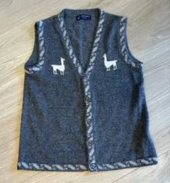 アルパカ　ベスト　ニット　グレー　アルパカ100%