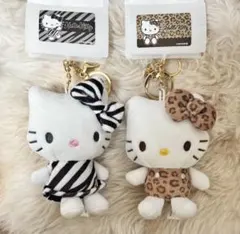 ハローキティ マスコットチャーム 2種セット ヒョウ柄 ゼブラ柄