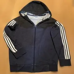 adidas neo フルジップパーカー ネイビー／ブラック　綿70%