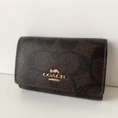 【COACH】コーチ　キーケース　5連　シグネチャー　ダークブラウン　新品